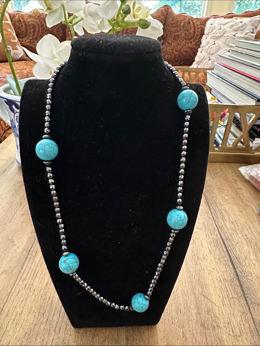 Turquoise Bead Strand Necklace - Women Jewelry